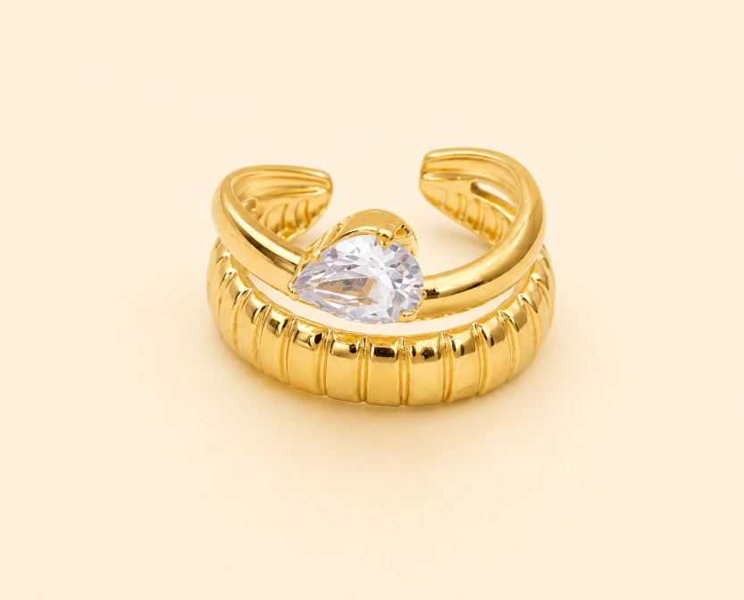 Lustre Ridge Ring 18k Gold Plated