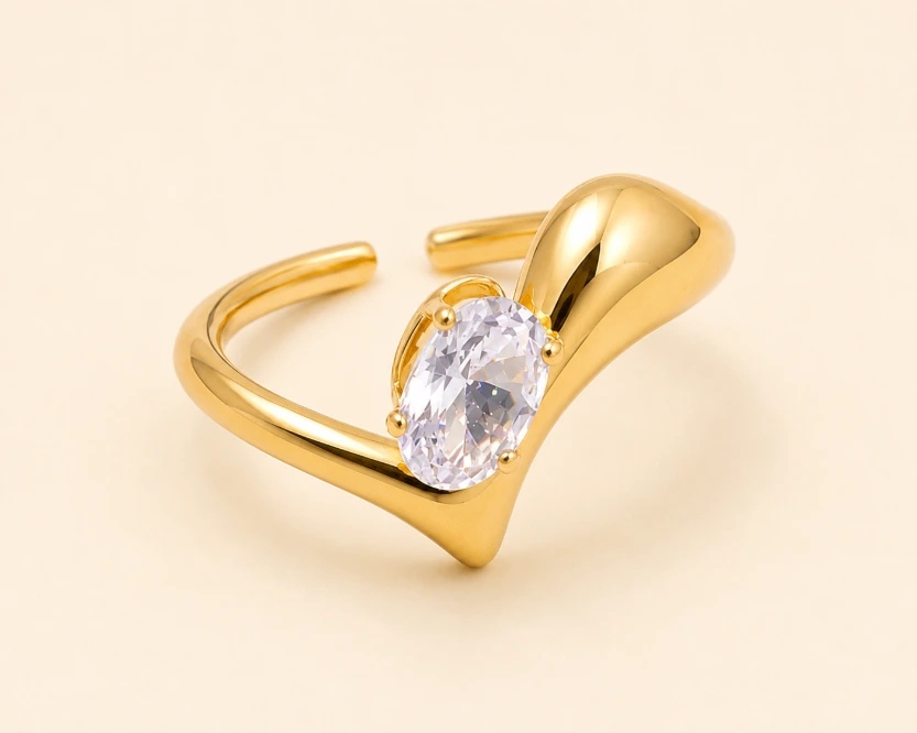 Halo Edge Ring 18k Gold Plated