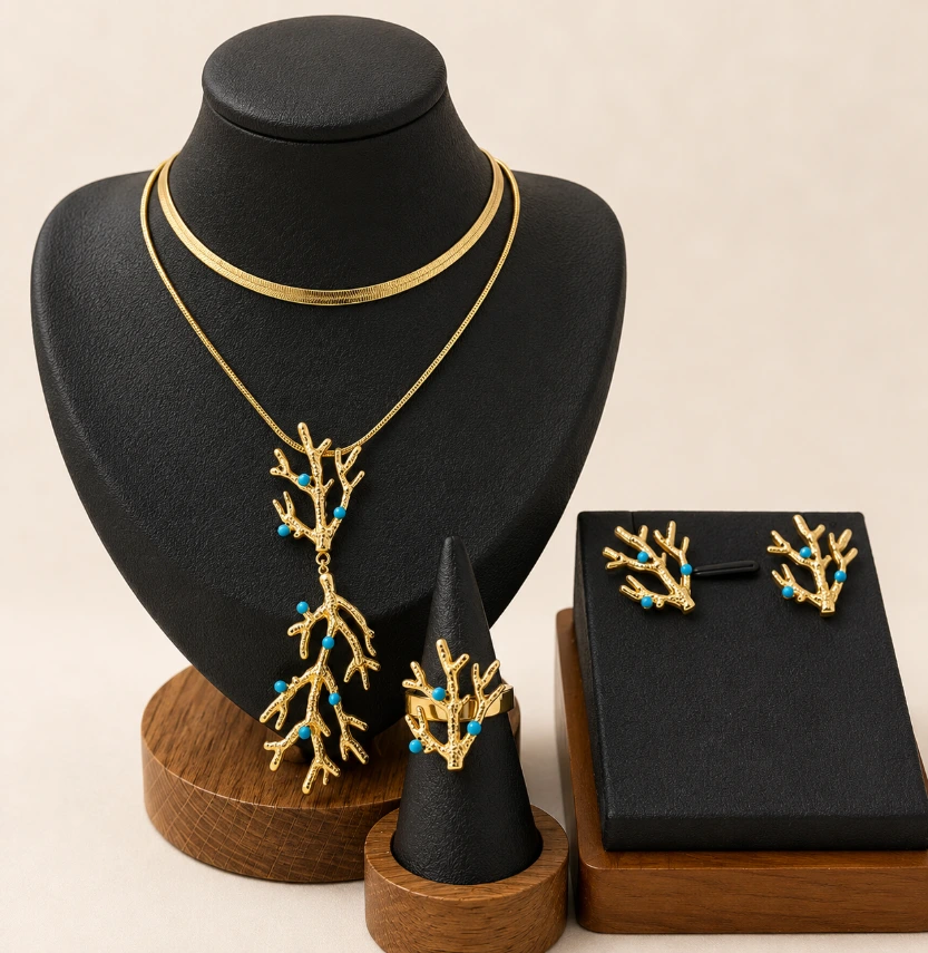 Reefline Turquoise Coral Necklace 18k Gold Plated