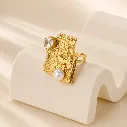 Mosaic Pearl Ring 18k Gold Plated