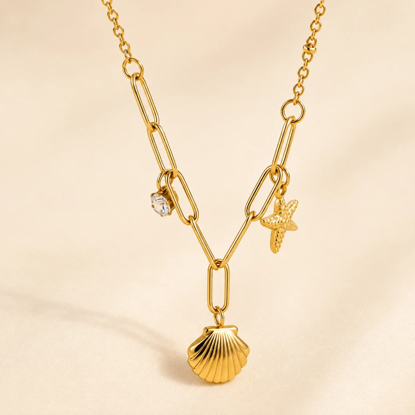 Ocean Link Necklace 18k Gold Plated