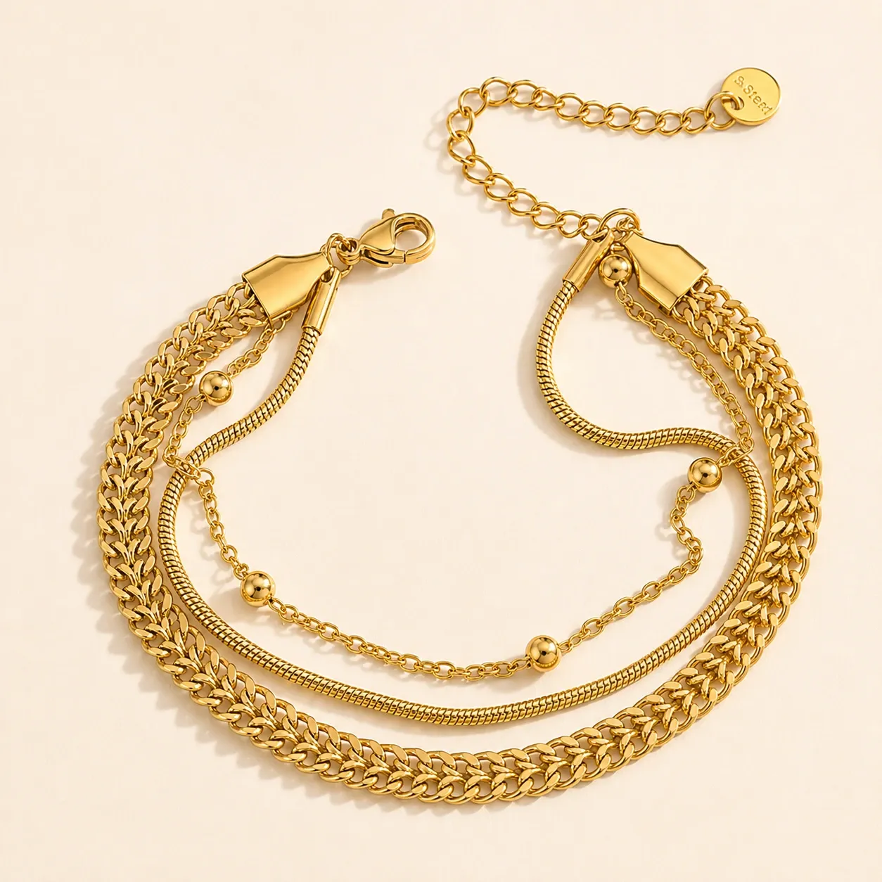 Link Ensemble Bracelet 18k Gold Plated