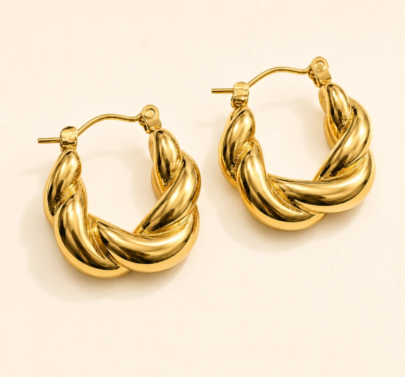 Twistbound Hoop Earrings 18k Gold Plated