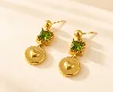 Emerald Heart Drop Earrings 18k Gold Plated
