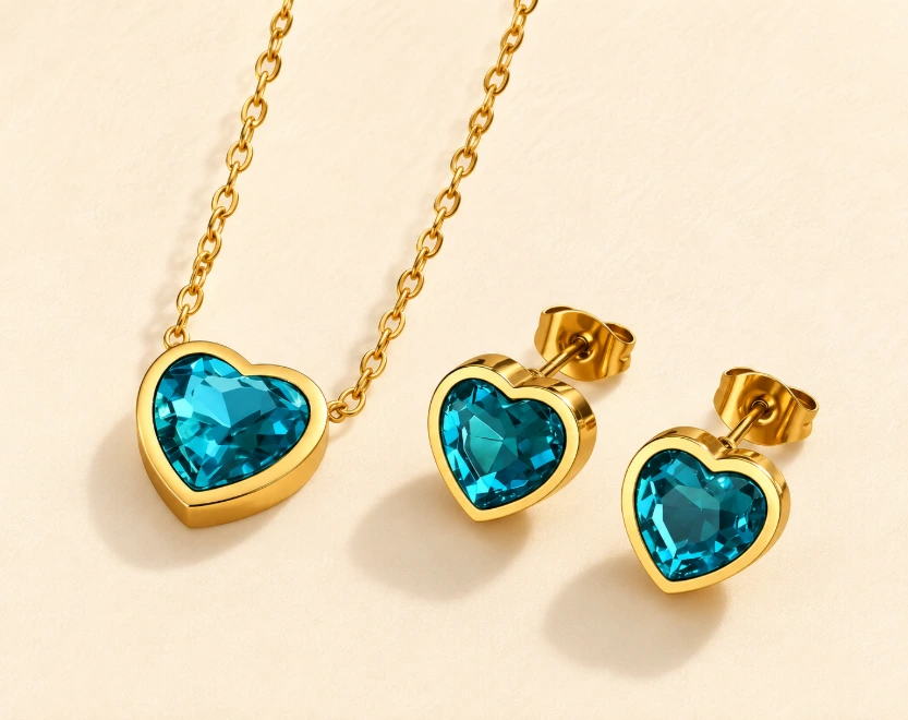 Liva Necklace & Earrings Set 18k Gold Plated