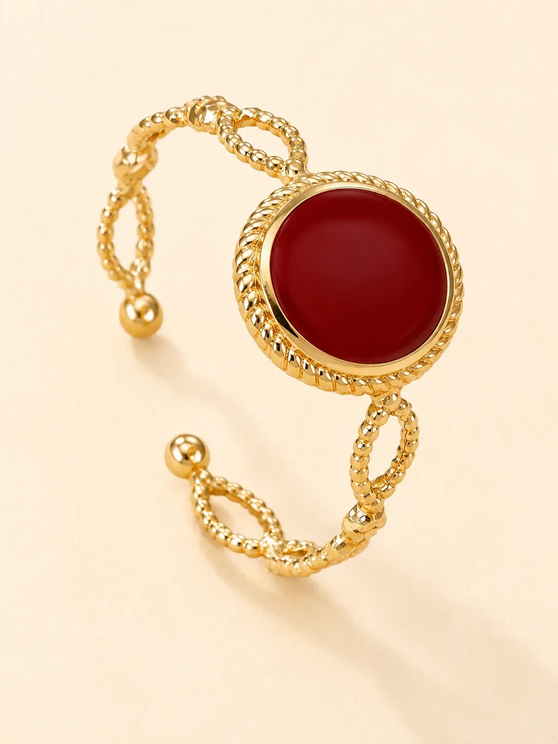 Round Detail Open Ring 18K Gold Plated