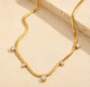 Crystal Detail Snake Chain Necklace 18k Gold Plated