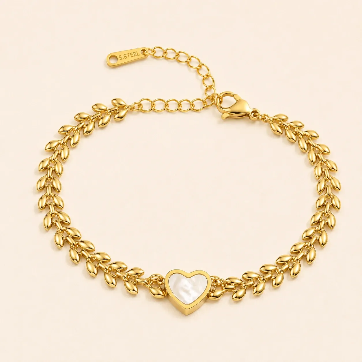 Heart Leaf Accent Bracelet 18k Gold Plated