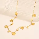 Heart Charm Crystal Detail Necklace 18k Gold Plated