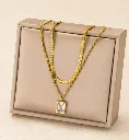 Dual Chain Crystal Rectangle Pendant 18k Gold Plated