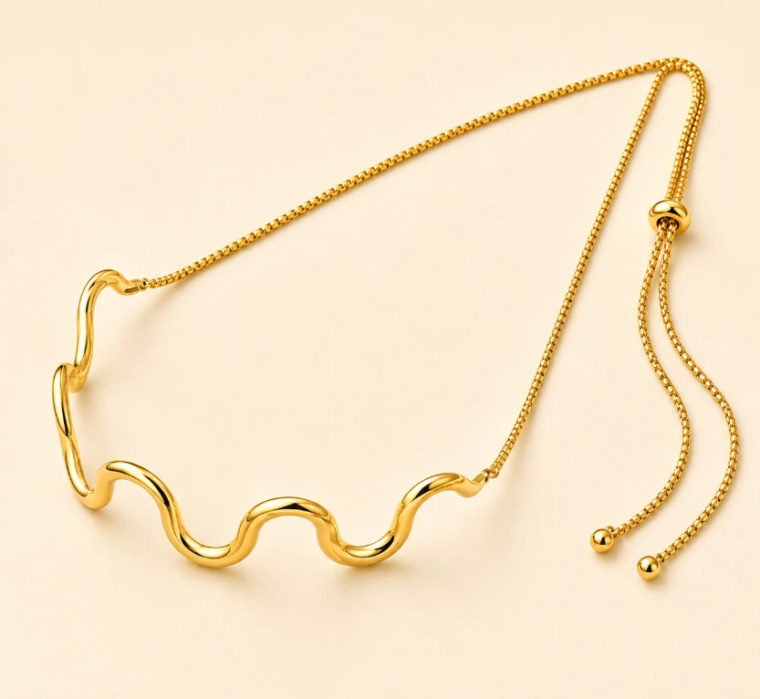 Sculpted Curve Detail Necklace 18k Gold Plated