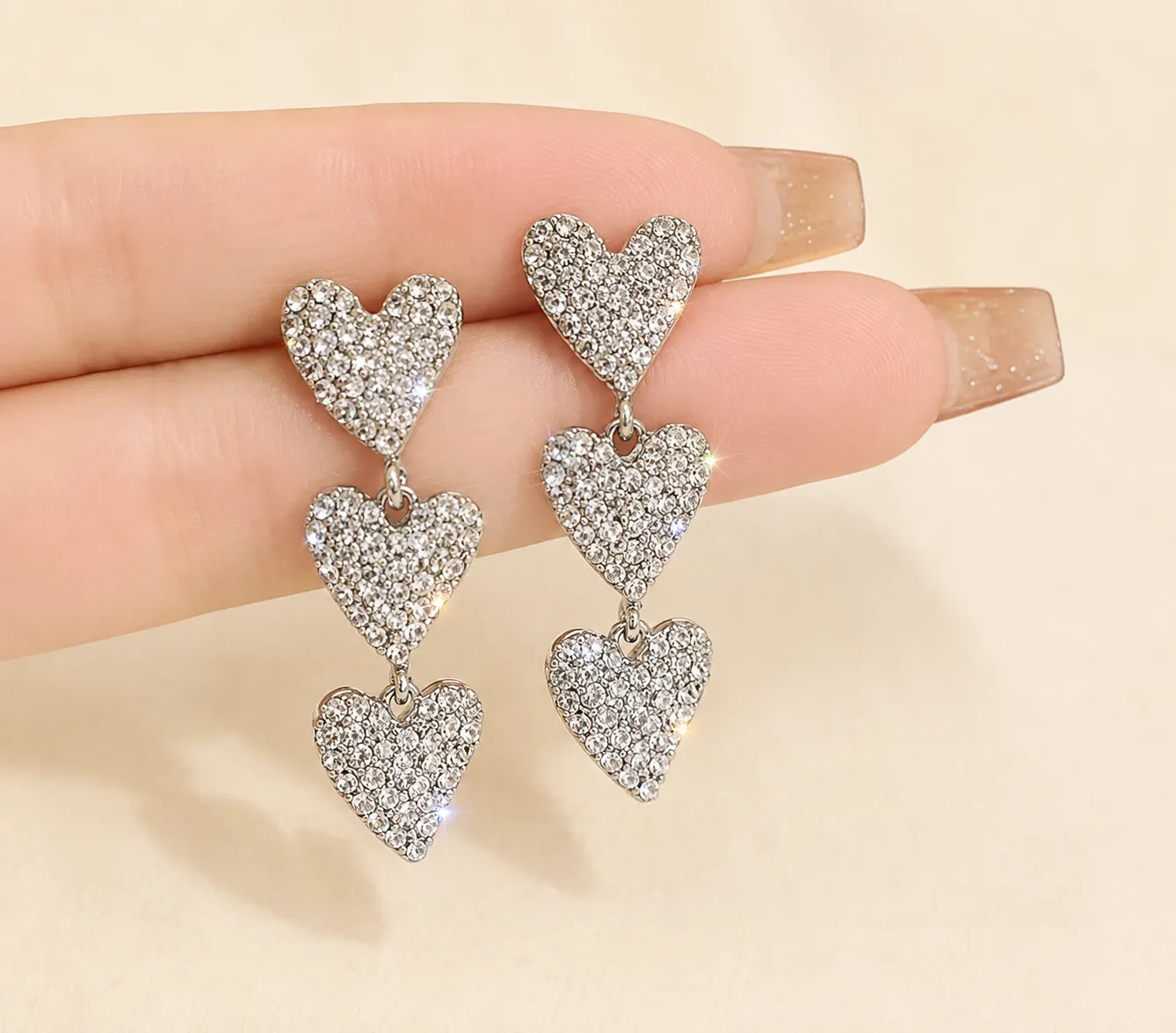 Cascading Heart Crystal Earrings