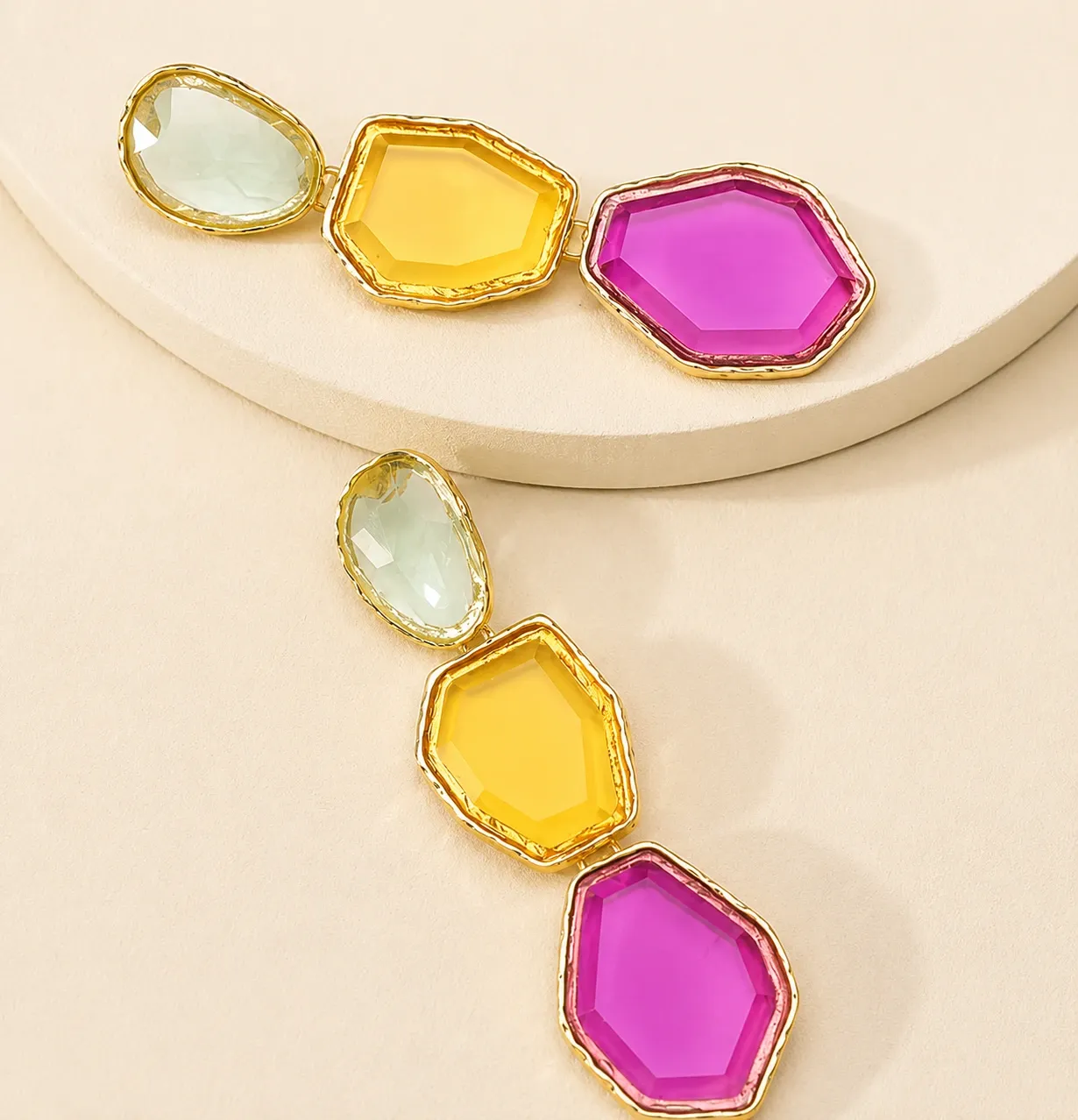 Multicolor Facet Drop Earrings