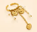 Heart Medallion Pearl Ring 18k Gold Plated