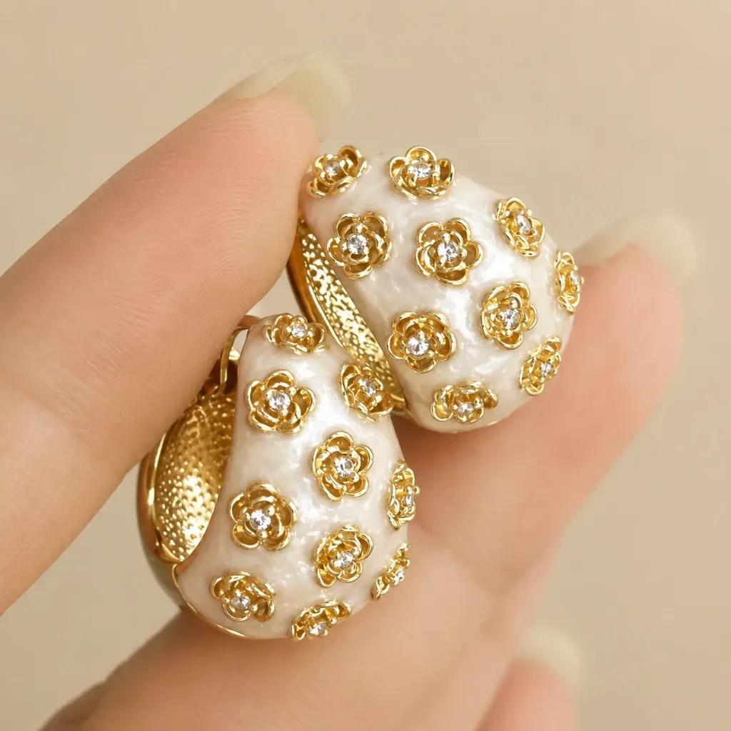 Gold Floral Accent Earrings