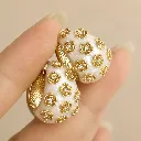 Gold Floral Accent Earrings