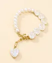 Irregular Pearl Heart Charm Bracelet