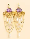 Ornate Pearl Chain Drop Earrings