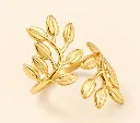 Leaf Frame Open Ring 18k Gold Plated