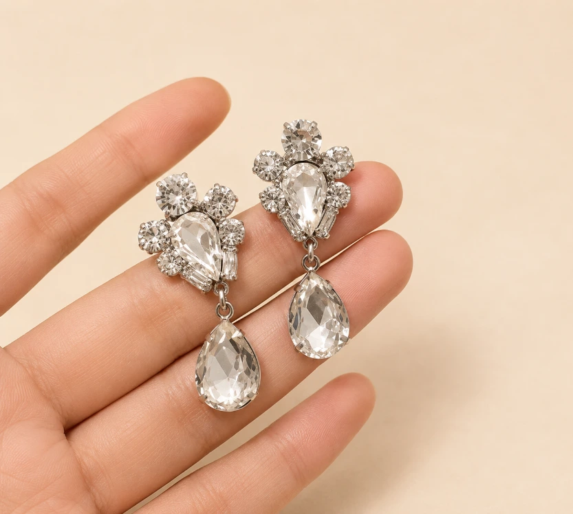 Floral Teardrop Drop Earrings