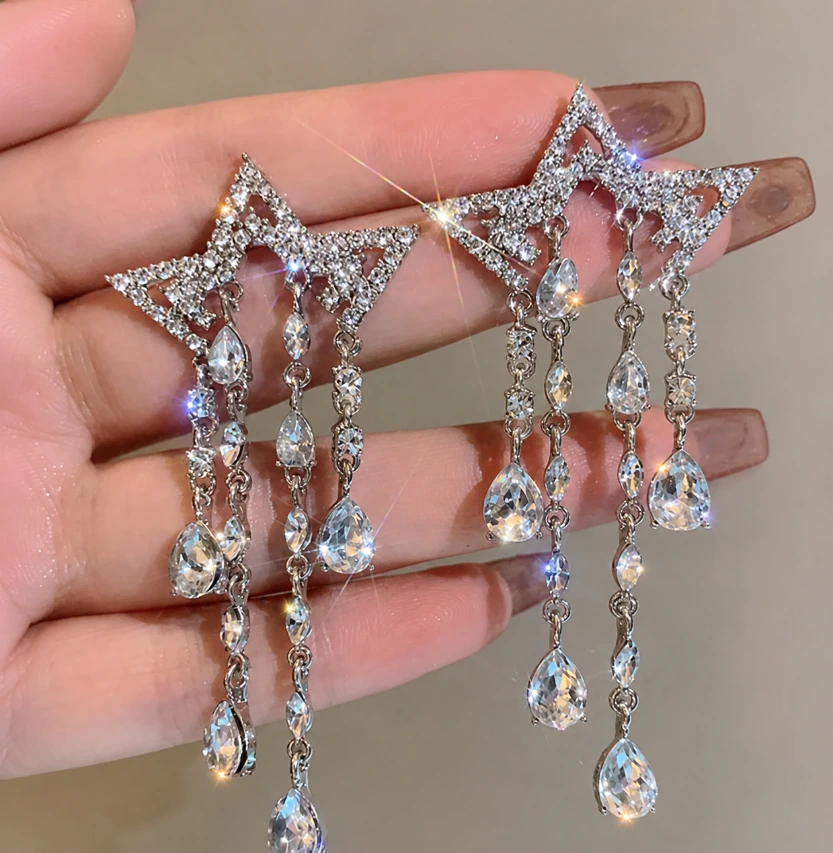 Star Crystal Drop Earrings