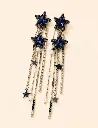 Blue Star Chain Drop Earrings