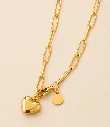 Heart Long Link Necklace 18k Gold Plated