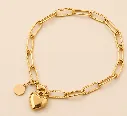 Heart Charm Link Bracelet 18k Gold Plated