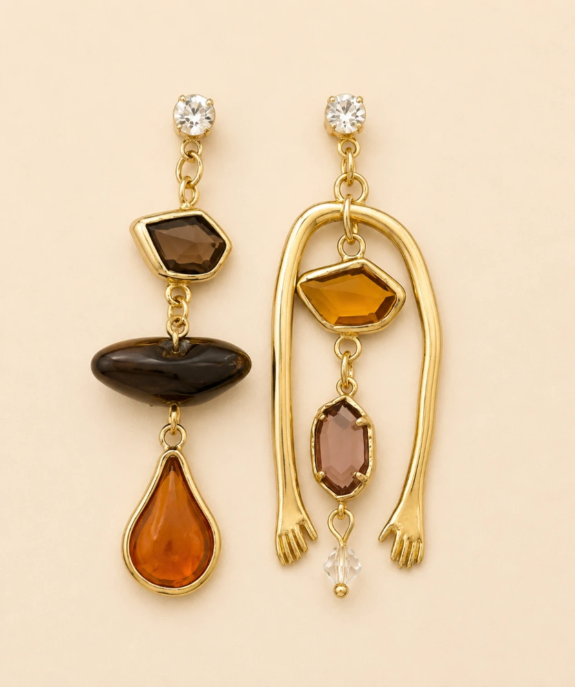 Hand Charm Geometric Drop Earrings