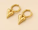 Heart Drop Hoop Earrings 18k Gold Plated