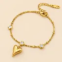 Heart Stone Chain Bracelet 18k Gold Plated