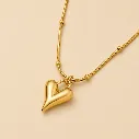 Puffy Heart Snake Chain Pendant 18k Gold Plated