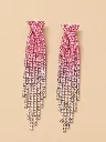 Pink Crystal Fringe Drop Earrings