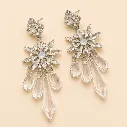 Floral Crystal Cluster Drop Earrings