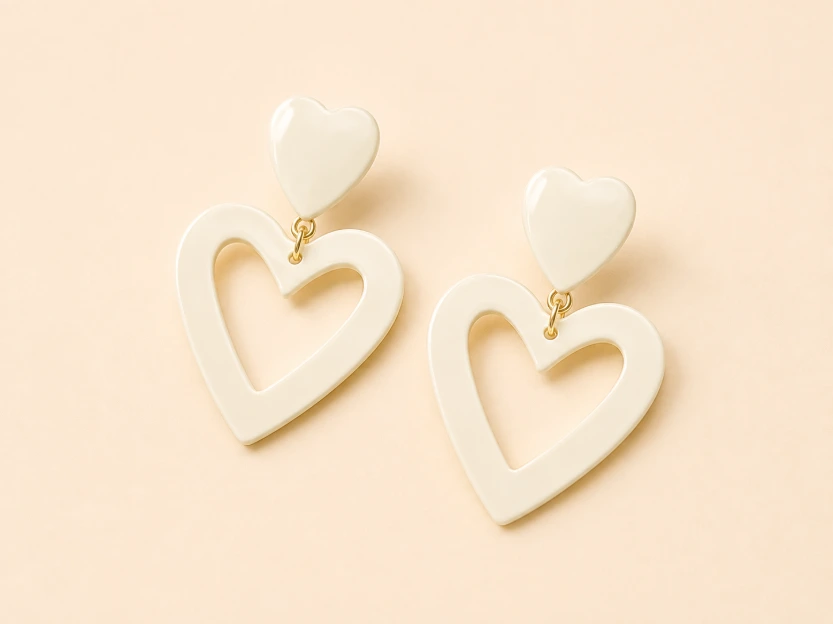 Double Heart Drop Earrings