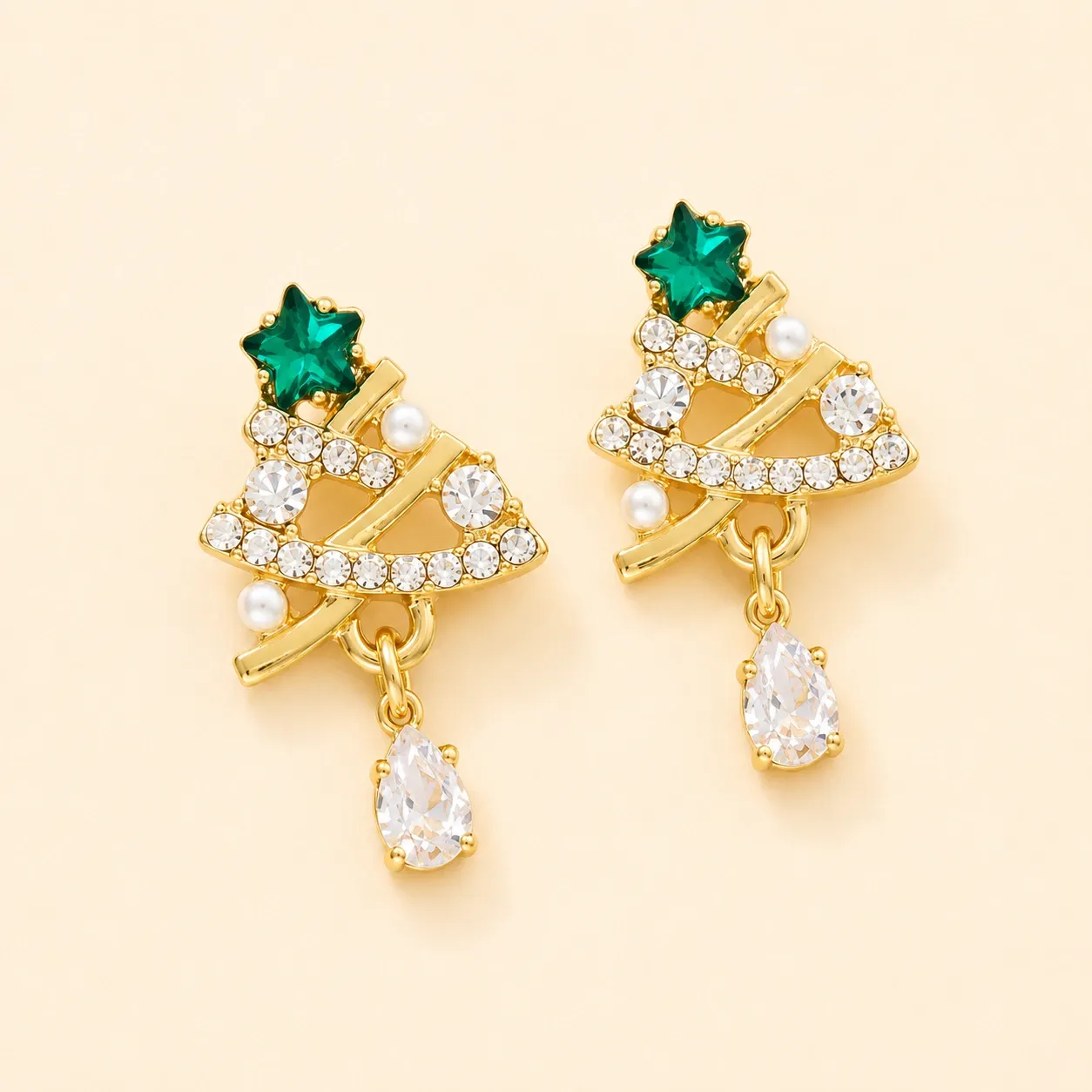 Christmas Tree Crystal Drop Earrings