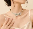 Silver Rose Choker