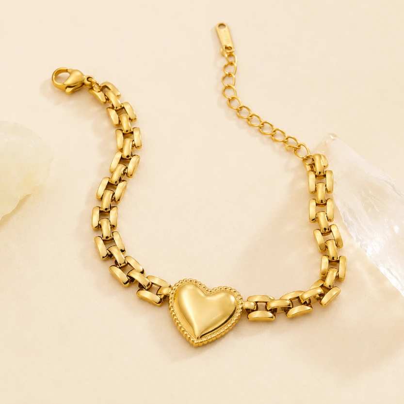 Heart Shaped 18k Gold Plated Bracelet