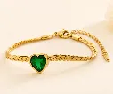 Heart Shaped Green Gem 18k Gold Plated Bracelet