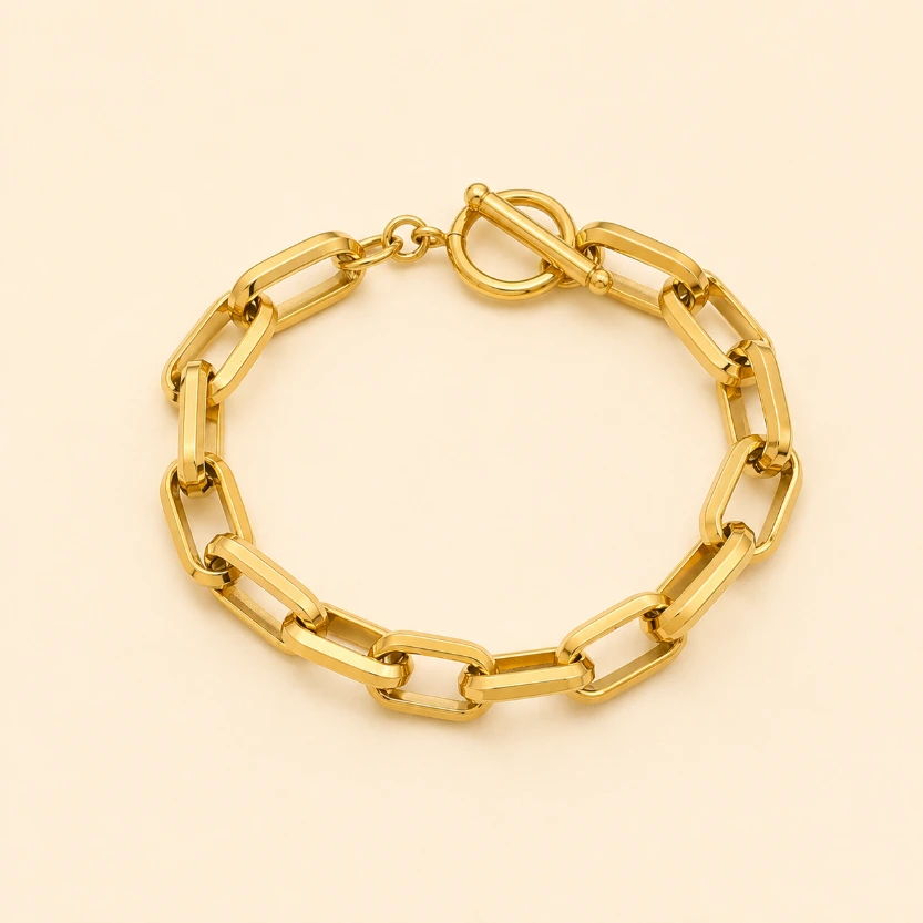 Elegant Link Chain 18k Gold Plated Bracelet