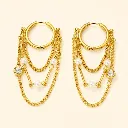 Hoop Chain Crystal Beads 18k Gold Plated Earrings